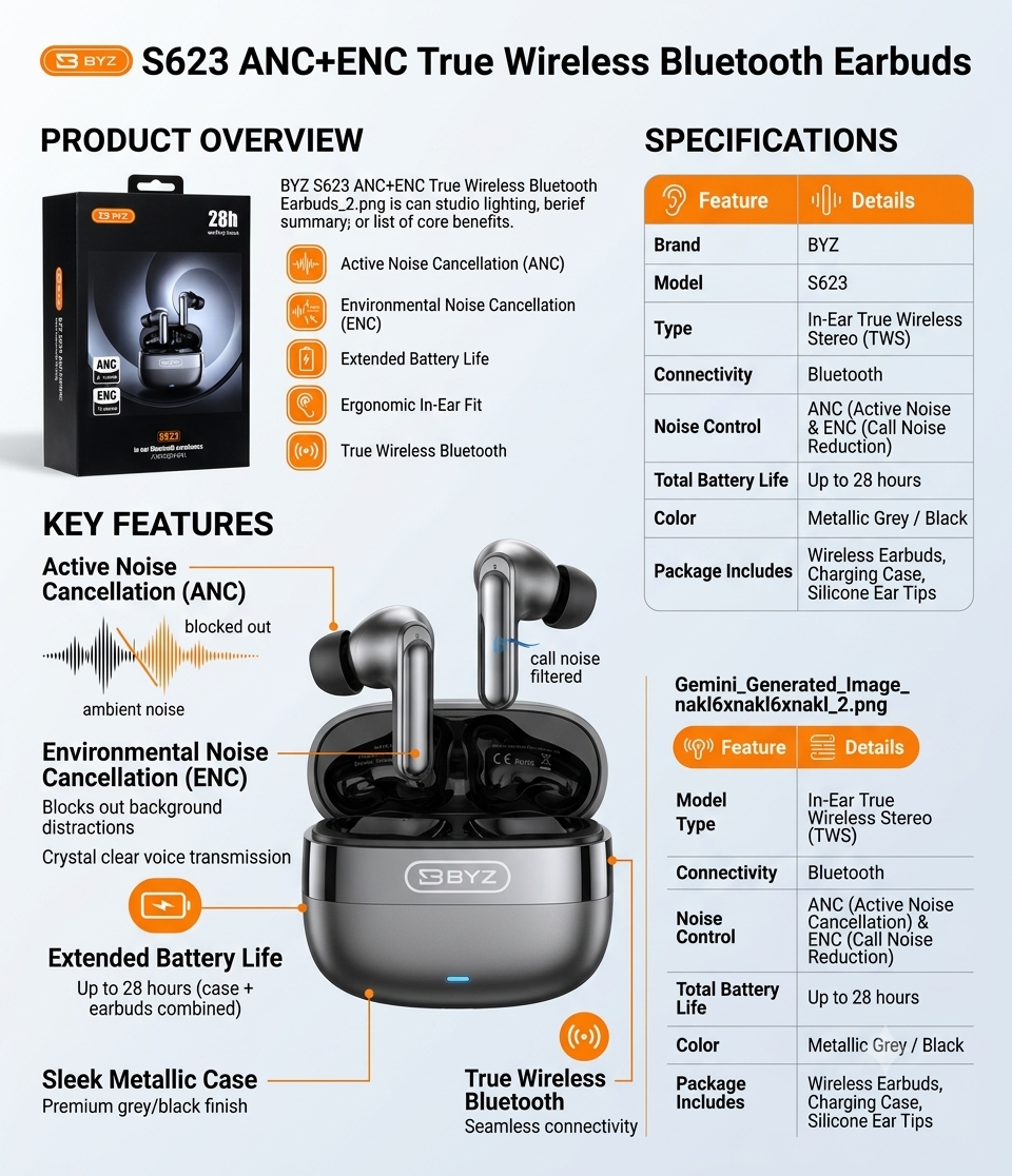 byz s623 anc+enc true wireless bluetooth earbuds 4 byz s623 anc+enc true wireless bluetooth earbuds 4